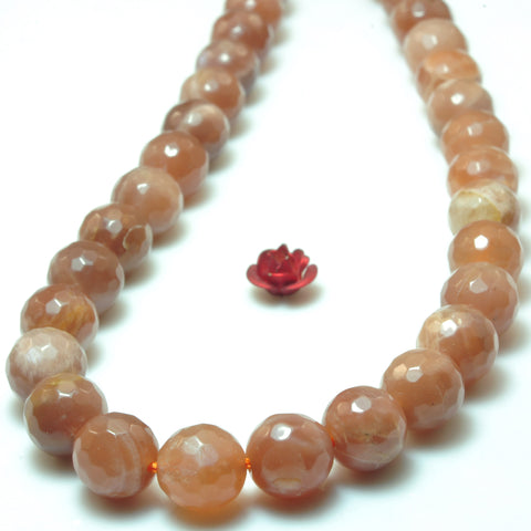 YesBeads Natural Orange Sunstone faceted round beads gemstone wholesale jewelry marking