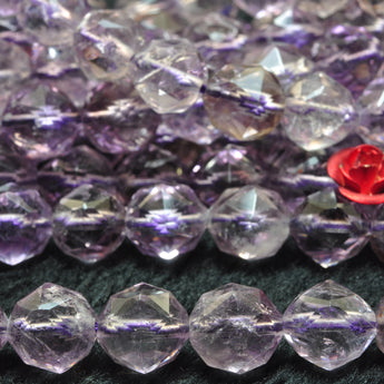 Natural amethyst diamond cut faceted round loose beads wholesale gemstone jewelry making bracelet diy stuff