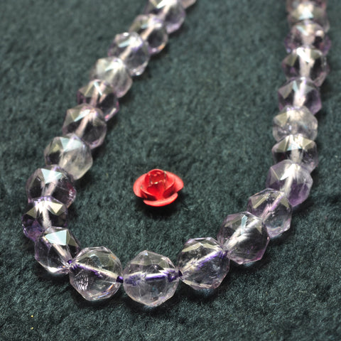 Natural amethyst diamond cut faceted round loose beads wholesale gemstone jewelry making bracelet diy stuff