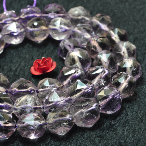 Natural amethyst diamond cut faceted round loose beads wholesale gemstone jewelry making bracelet diy stuff
