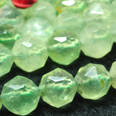 Natural green prehnite diamond faceted loose round beads gemstone wholesale jewelry making bracelet diy stuff