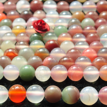 Natural rainbow agate smooth round beads loose gemstone wholesale jewelry making bracelet diy stuff