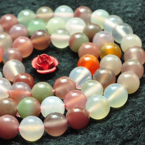 Natural rainbow agate smooth round beads loose gemstone wholesale jewelry making bracelet diy stuff