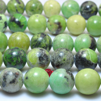 YesBeads Chrysoprase smooth round loose beadsnatural green Australian jade  stone wholesale jewelry  15"