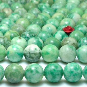 YesBeads Natural green jade smooth round loose beads gemstone wholesale jewelry making DIY stuff stone