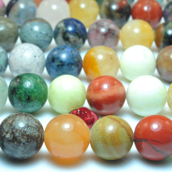 Natural Mix Gemstone Multicolor Stone smooth round loose beads wholesale for jewelry making DIY