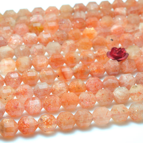 YesBeads Natural Orange Sunstone faceted double terminated point beads wholesale loose gemstones jewelry making 15"