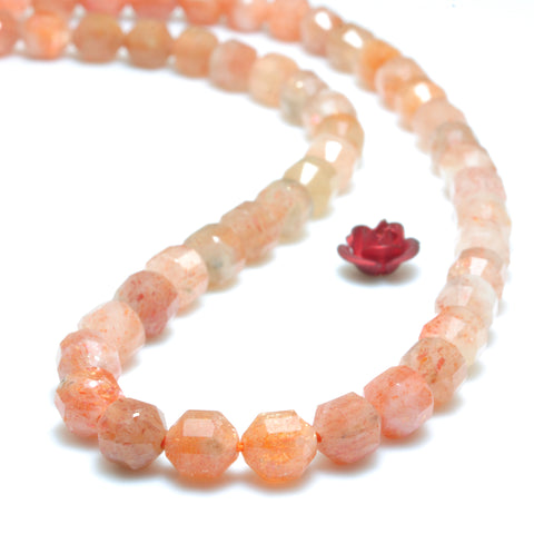 YesBeads Natural Orange Sunstone faceted double terminated point beads wholesale loose gemstones jewelry making 15"