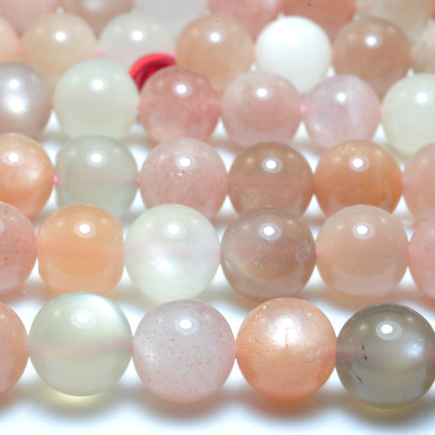 YesBeads Natural Rainbow Moonstone smooth round beads loose gemstone wholesale jewelry making 15"