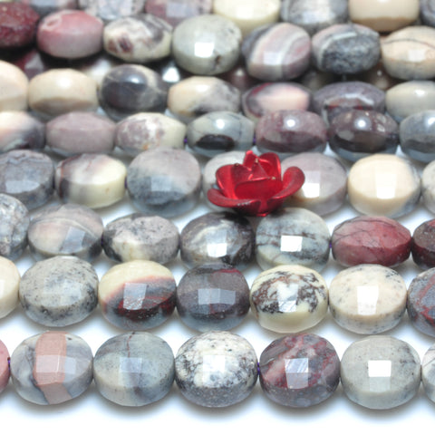 YesBeads Natural Porcelain Jasper micro faceted coin loose beads wholesale gemstone jewelry making 6mm 15"