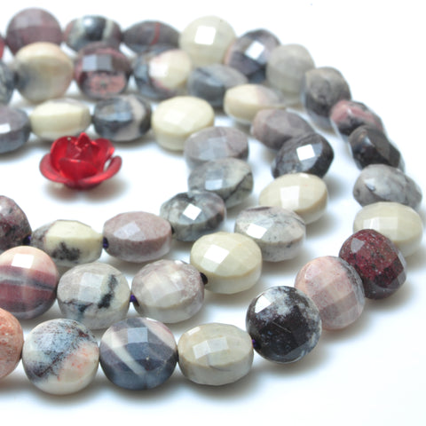 YesBeads Natural Porcelain Jasper micro faceted coin loose beads wholesale gemstone jewelry making 6mm 15"