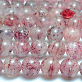Natural Strawberry Quartz Lepidocrocite smooth round loose beads wholesale gemstone Jewelry  making bracelet necklace diy