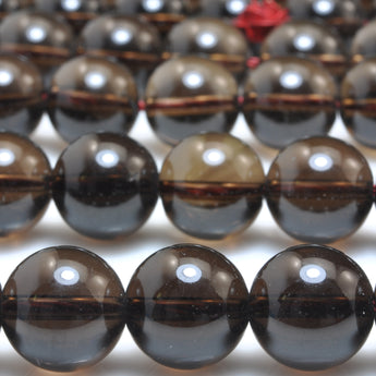Natural Smoky Quartz smooth round beads wholesale gemstone jewelry making bracelet necklace diy