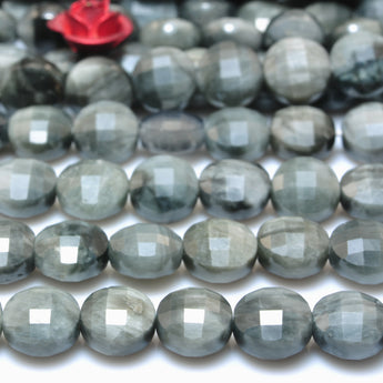 YesBeads Natural Eagle Eye hawk eye micro faceted coin loose beads gemston wholesale for jewelry making