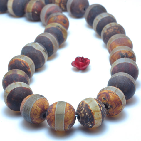 Tibetan agate dzi oneline agate matte round beads loose gemstone wholesale jewelry making bracelet diy stuff