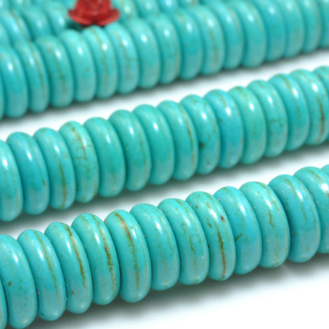 YesBeads Chinese Turquoise smooth rondelle beads wholesale gemstone jewelry making 15"