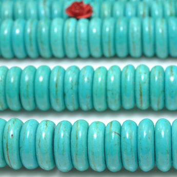 YesBeads Chinese Turquoise smooth rondelle beads wholesale gemstone jewelry making 15"