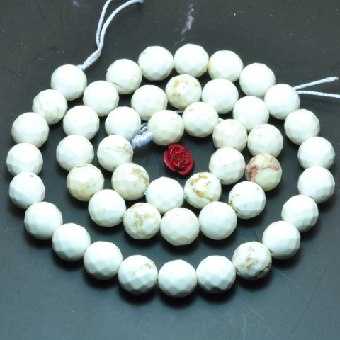 Natural white howlite faceted round beads loose gemstones wholesale jewelry diy making stuff semi precious stone