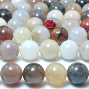 YesBeads Natural black and white agate smooth round beads loose gemstones wholesale DIY jewelry making stuff semi precious stone