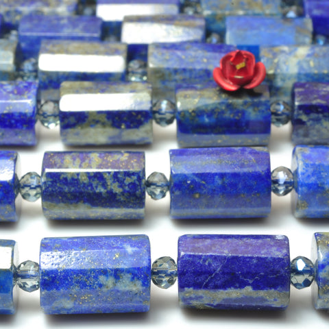 Natural lapis lazuli gemstone faceted tube beads gemstones wholesale jewelry making stuff diy bracelet stone