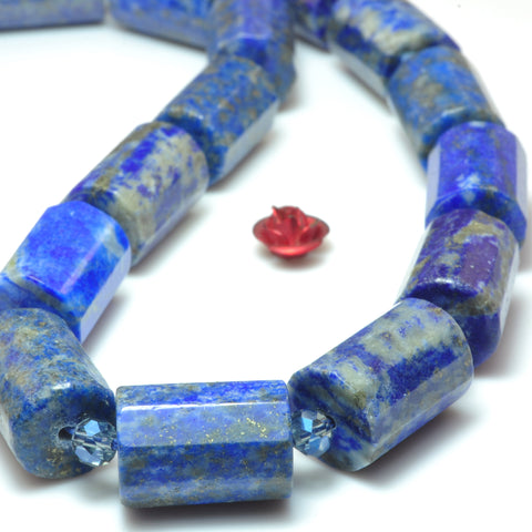 Natural lapis lazuli gemstone faceted tube beads gemstones wholesale jewelry making stuff diy bracelet stone