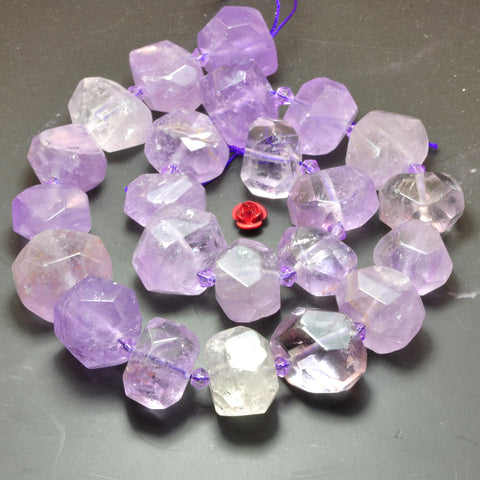 Natural light purple amethyst faceted nugget beads gemstones wholesale jewelry making stuff semi precious stone diy bracelet