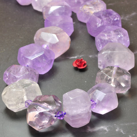 Natural light purple amethyst faceted nugget beads gemstones wholesale jewelry making stuff semi precious stone diy bracelet