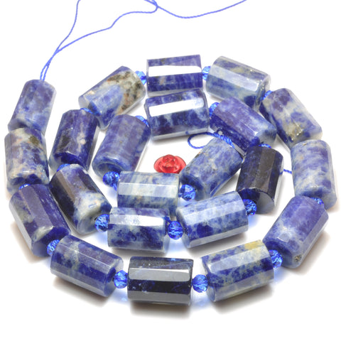 Natural Blue Sodalite faceted tube beads gemstone wholesale jewelry making stuff semi precious stone diy baracelet