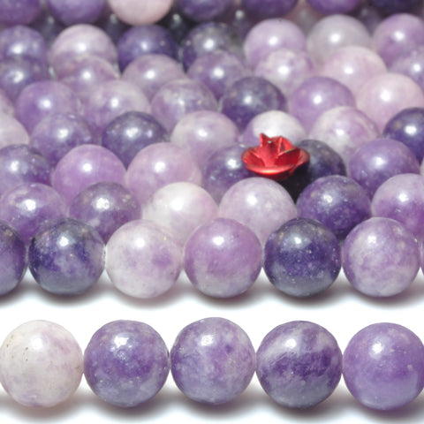 Natural purple lepidolite smooth round loose beads wholesale gemstone jewelry making stuff semi precious stone diy bracelet
