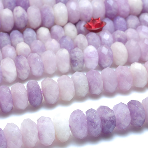 Natural purple lepidolite faceted rondelle loose beads gemstones wholesale jewelry making stuff semi precious stone diy bracelet