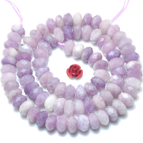 Natural purple lepidolite faceted rondelle loose beads gemstones wholesale jewelry making stuff semi precious stone diy bracelet