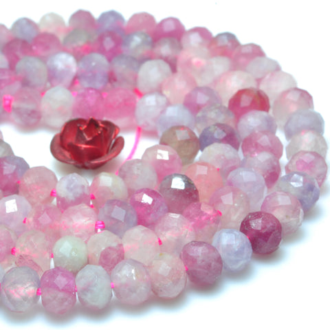 Natural pink tourmaline faceted rondelle loose beads gemstone wholesale jewelry making stuff semi precious stone diy bracelet