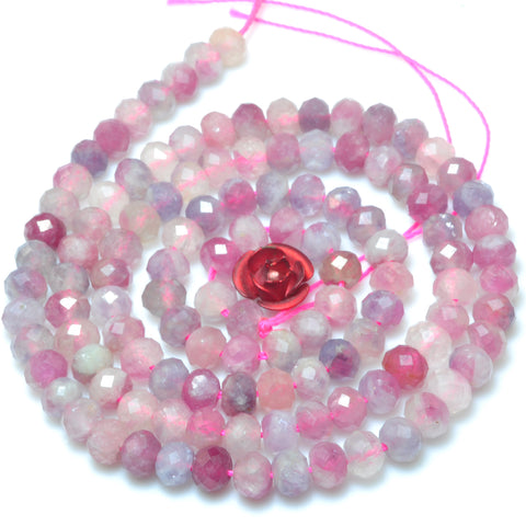 Natural pink tourmaline faceted rondelle loose beads gemstone wholesale jewelry making stuff semi precious stone diy bracelet