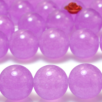 YesBeads Purple Jade smooth round loose beads wholesale gemstone jewelry making 15"