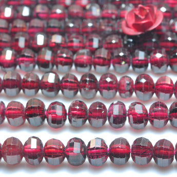 Natural red garnet stone faceted rondelle loose beads wholesale gemstone jewelry making bracelet diy stuff