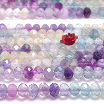 Natural rainbow fluorite faceted rondelle loose beads gemstone wholesale jewelry making stuff bracelet diy