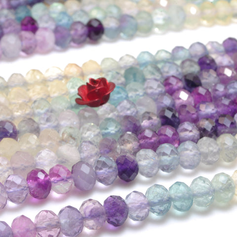Natural rainbow fluorite faceted rondelle loose beads gemstone wholesale jewelry making stuff bracelet diy