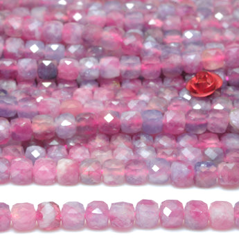 Natural pink tourmaline gemstone micro faceted cube loose beads wholesale jewelry making bracelet diy stuff