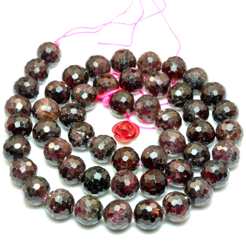 YesBeads natural red garnet gemstone faceted round beads
