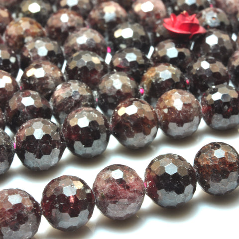 Natural Red Garnet Mini Faceted Round Beads wholesale loose gemstone for jewelry making diy bracelet