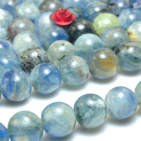 Natural kyanite gemstone smooth round loose beads wholesale gemstone for jewelry making DIY bracelets necklace