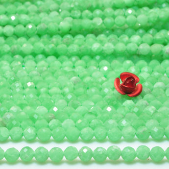 Natural green angelite faceted round beads loose gemstone wholesale jewelry making bracelet stuff
