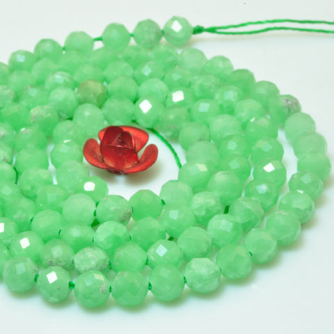 Natural green angelite faceted round beads loose gemstone wholesale jewelry making bracelet stuff