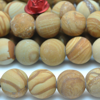 YesBeads Natural Wood Jasper stone matte round beads gemstone wholesale jewelry 15"