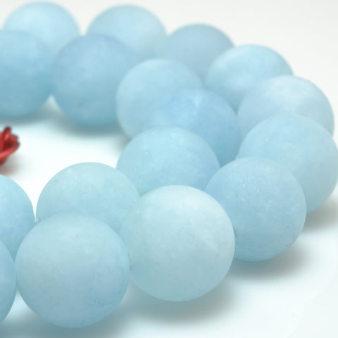 YesBeads Malaysia Jade matte round loose beads blue jade gemstone wholesale jewelry making 15"