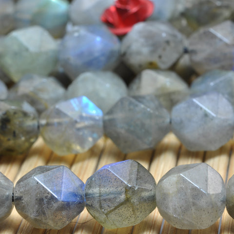 YesBeads Natural Labradorite star cut faceted nugget beads gray gemstone wholesale jewelry making 15"