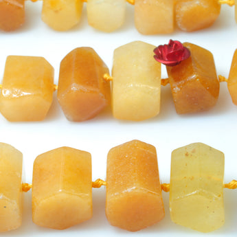 YesBeads Natural Yellow Jade faceted tube cylinder beads wholesale gemstone jewelry 15"
