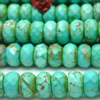 YesBeads Green Turquoise faceted rondelle loose beads wholesale gemstone jewelry making 15"