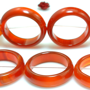 YesBeads Natural Carnelian smooth ring donut circle beads red gemstone wholesale jewelry making