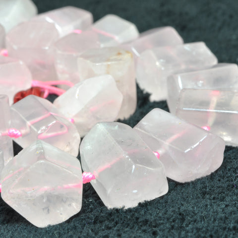 YesBeads Natural Rose Quartz faceted nuggt tube beads gemstone wholesale jewelry making 15"
